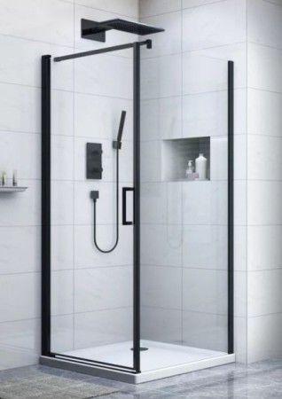 BR6611 90x90 szögletes, nyílóajtós zuhanykabin fekete