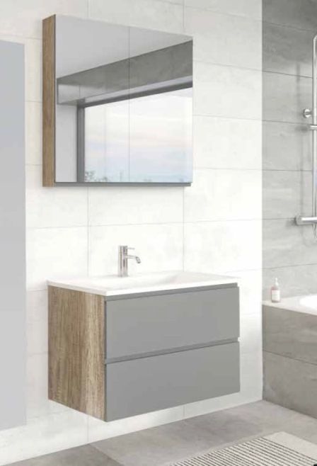 Prio 80 modern-minimal komplett fürdőszobabútor szürke