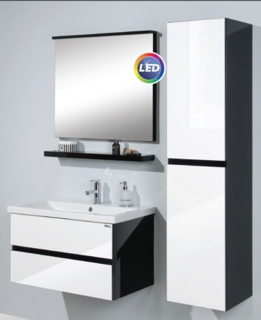 Odette 2.0 60 modern-minimal komplett fürdőszobabútor fekete-fehér