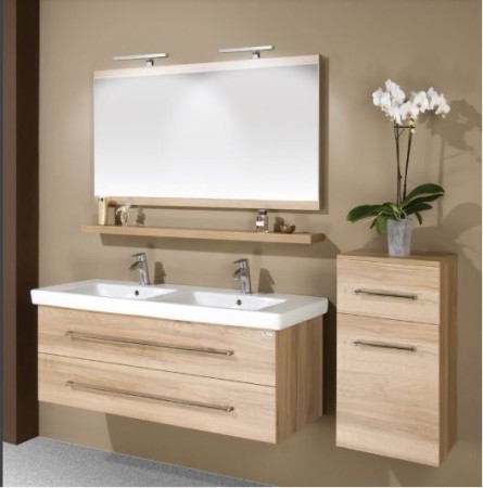 Premium-LX 130 Duo modern-minimal komplett fürdőszobabútor natúr pacific dió